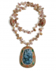 698 Naszyjnik kamienie naturalne jadeit 70cm pozłacany 14k 
